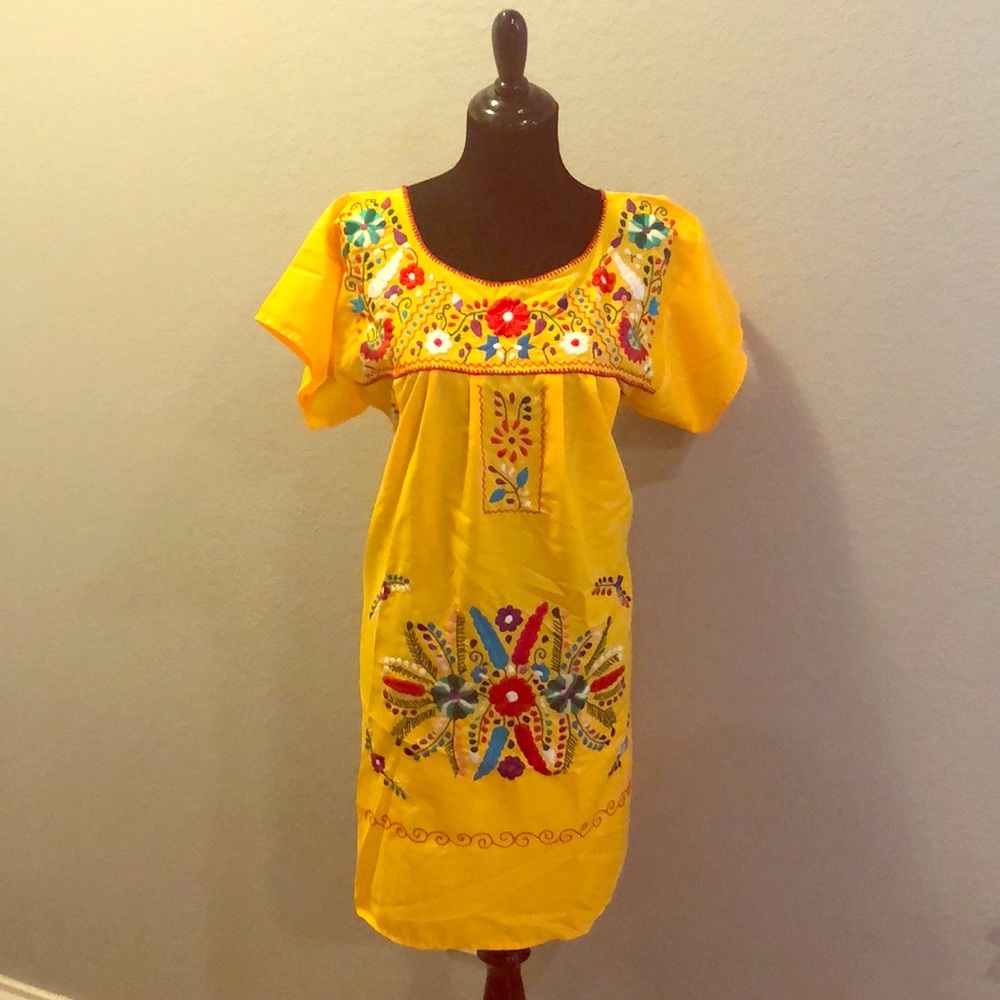 Hand made embroidered Mexican dress